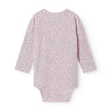 Lilla langærmet leopard baby bodystocking