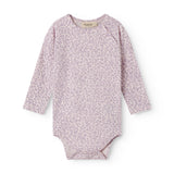 Lilla langärmet leopard baby bodystocking