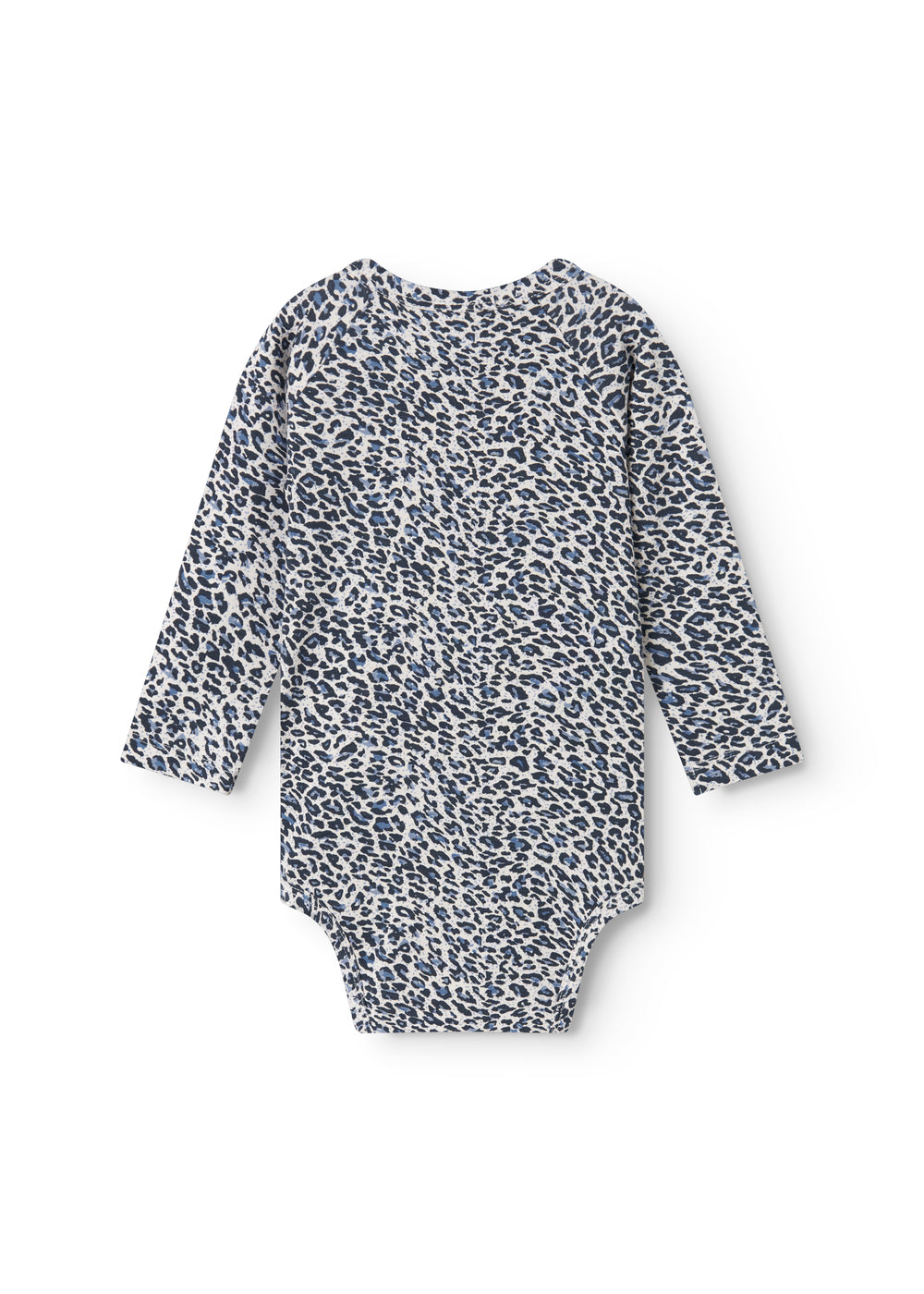 Blå langærmet leopard baby bodystocking