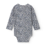 Blå langærmet leopard baby bodystocking