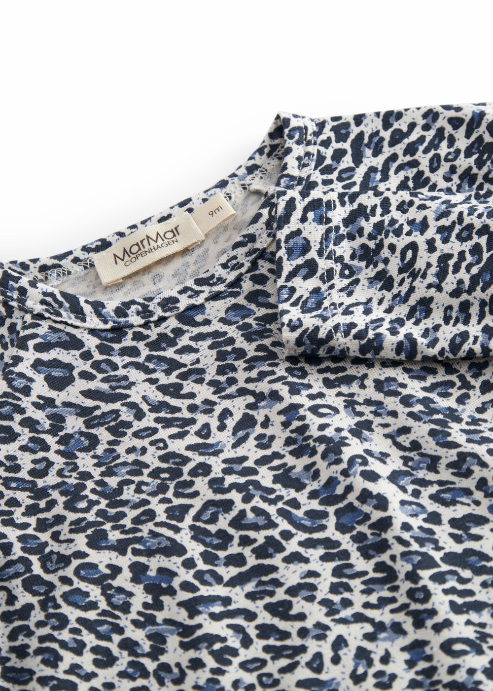 Blue long-sleeved leopard baby bodystocking