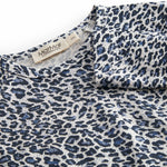 Blue long-sleeved leopard baby bodystocking