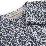 Blue long-sleeved leopard baby bodystocking