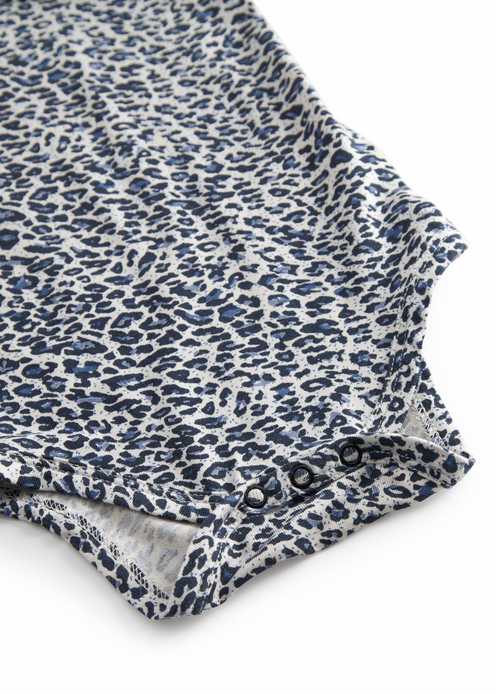 Blue long-sleeved leopard baby bodystocking