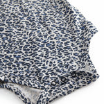 Blue long-sleeved leopard baby bodystocking