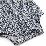 Blue long-sleeved leopard baby bodystocking with ruffled collar