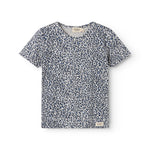 Blue short-sleeved leopard t-shirt for children