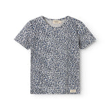 Blue short-sleeved leopard t-shirt for children