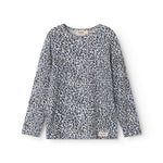 Blue long-sleeved leopard t-shirt for children
