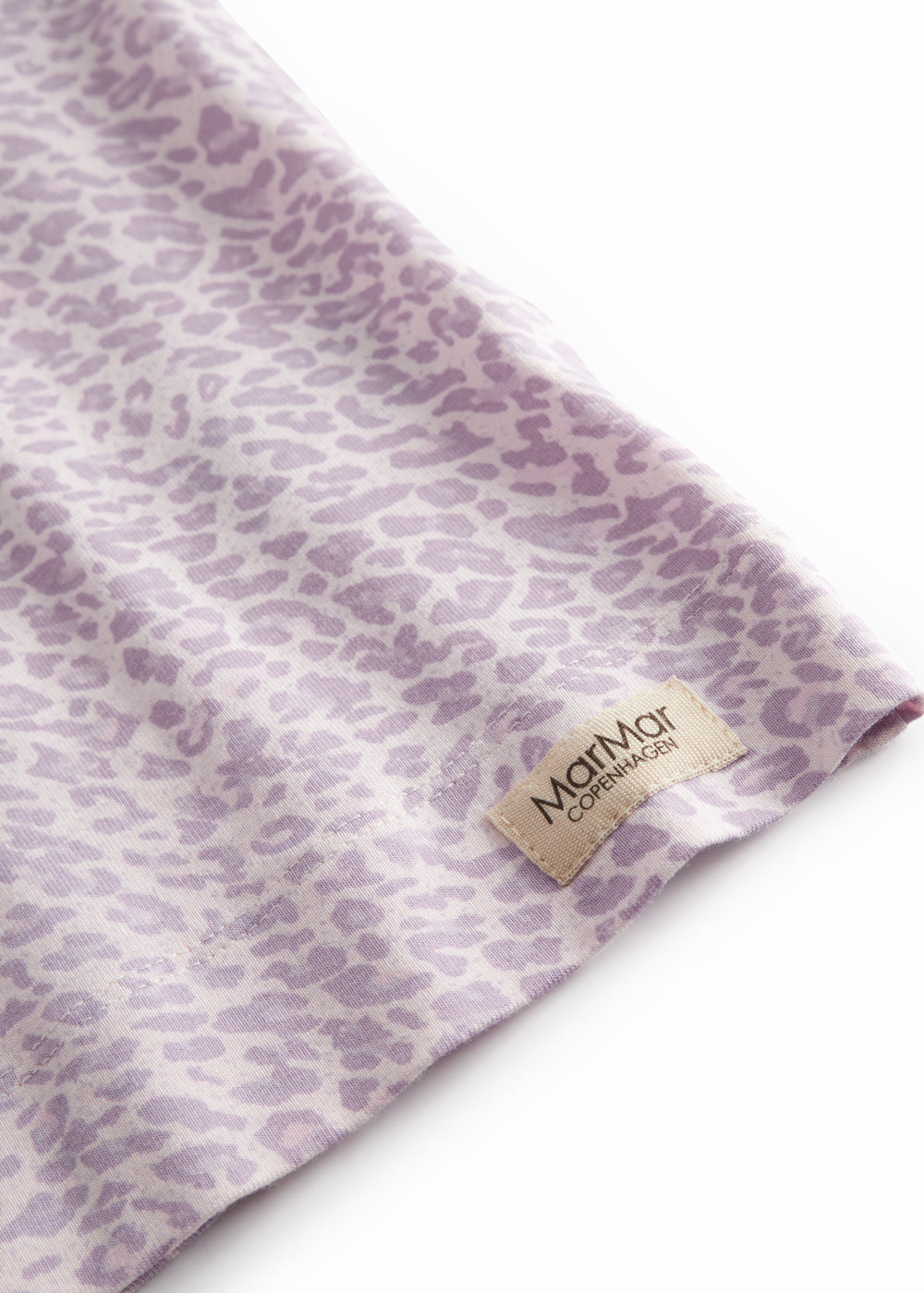 Langærmet lilla leopard t-shirt til børn med flæsekrave