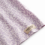 Langærmet lilla leopard t-shirt til børn med flæsekrave