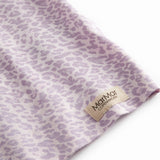 Langærmet lilla leopard t-shirt til børn med flæsekrave