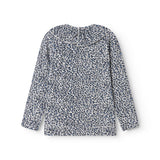 Langærmet blå leopard t-shirt til børn med flæsekrave