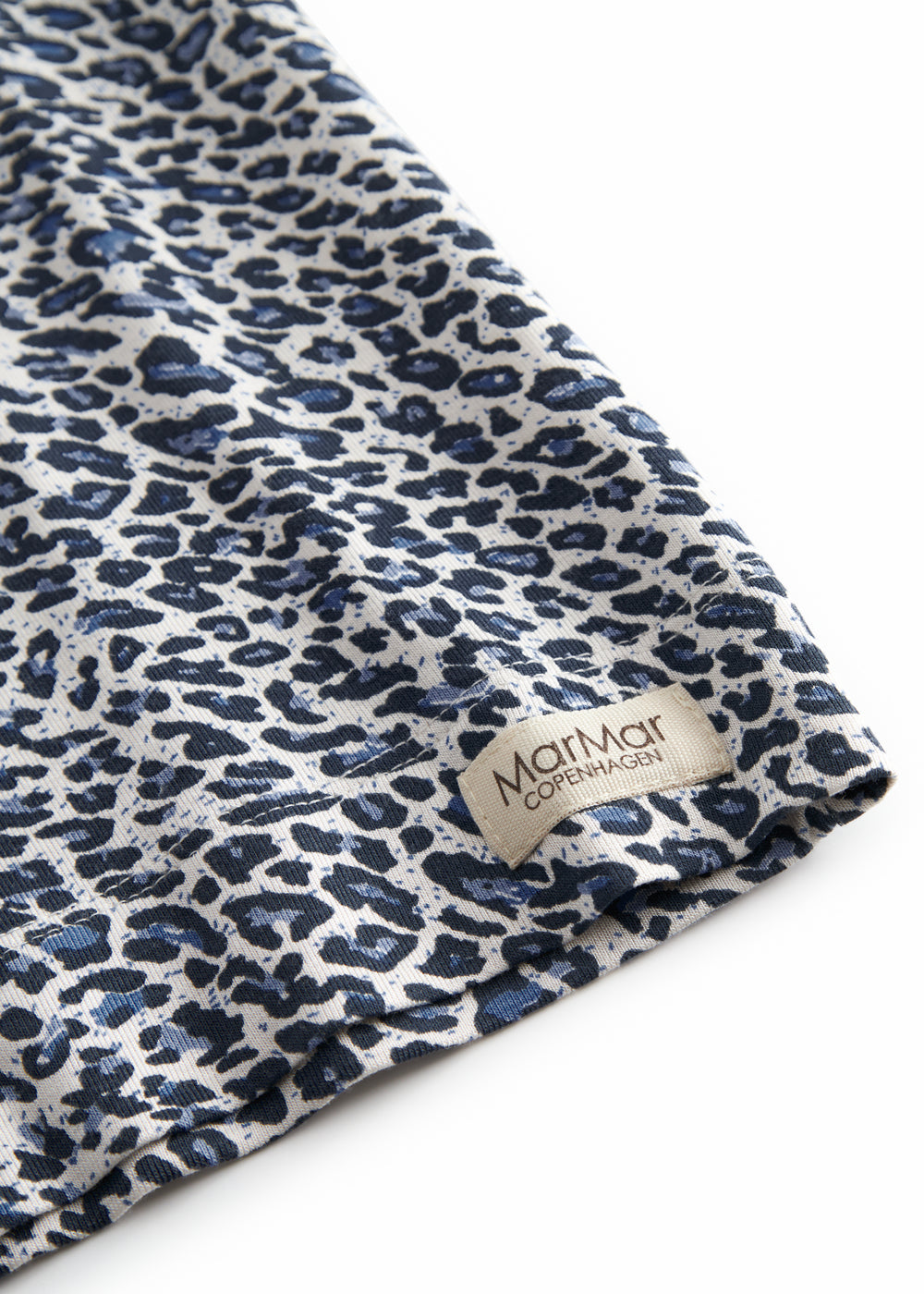 Leopard blue long-sleeved t-shirt for children with a crew neck