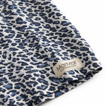 Leopard blue long-sleeved t-shirt for children with a crew neck