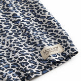 Leopard blue long-sleeved t-shirt for children with a crew neck
