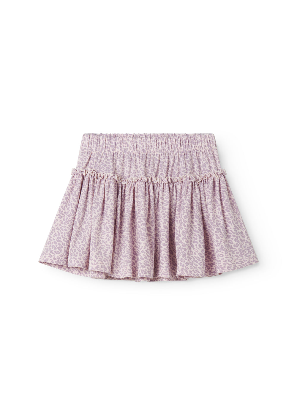 Red lower body for children in leopard print with waist and elastic at the waist.