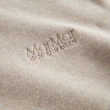 Beige long-sleeved sweatshirt for children with ribbed cuffs.