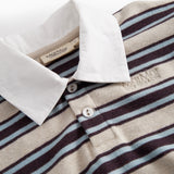 Stribet sweat polo til barn med krave og lange ærmer