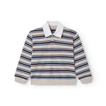 Striped sweat polo for children with a collar and long sleeves