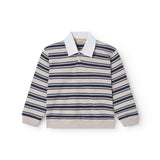 Striped sweat polo for children with a collar and long sleeves