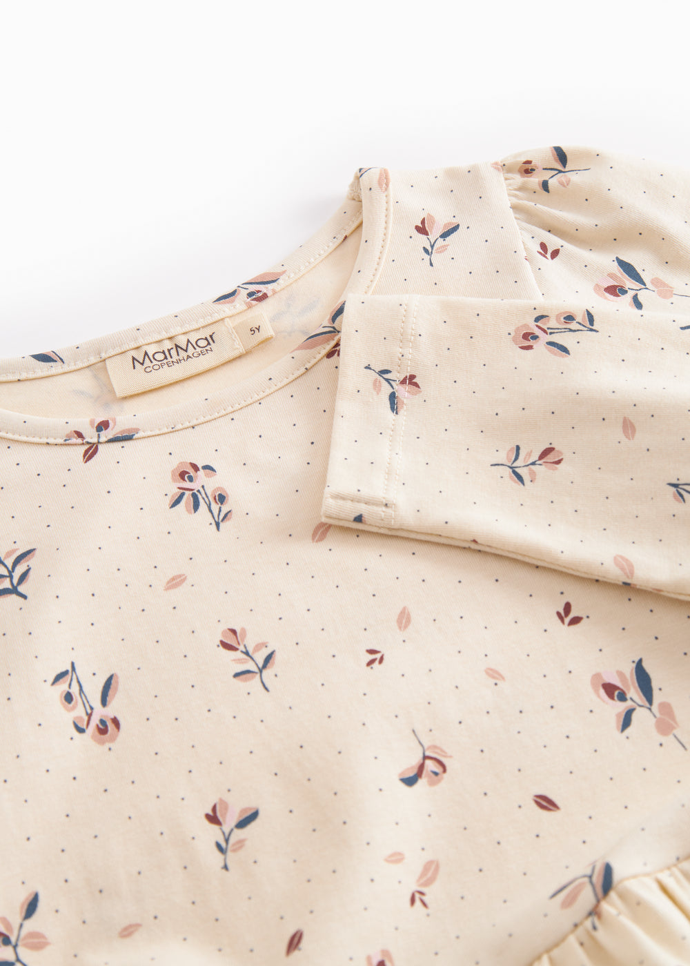 Long-sleeved layered dress for children with floral print