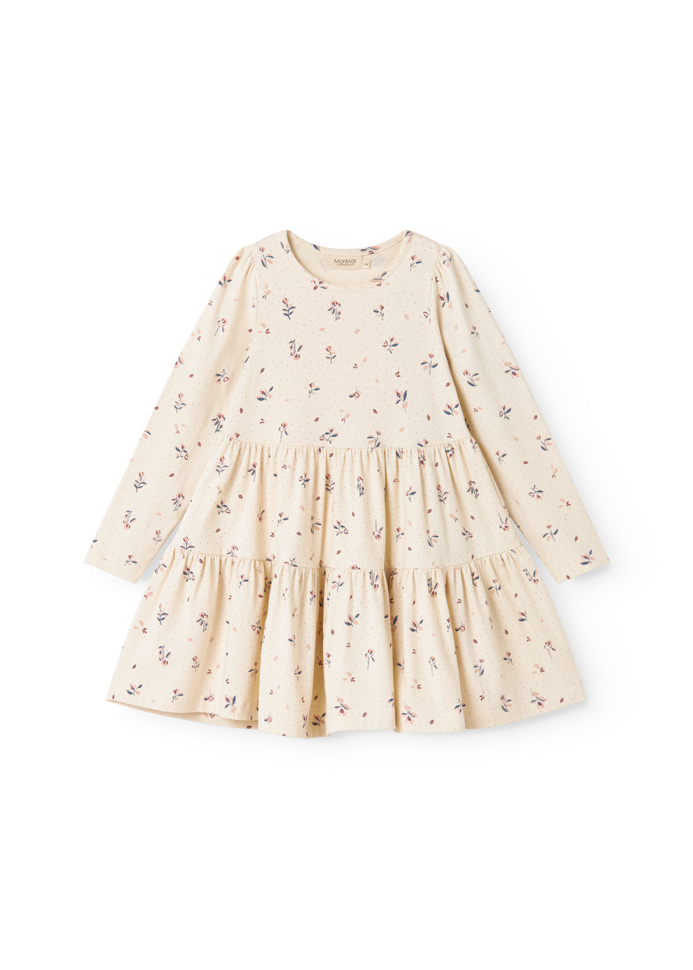 Long-sleeved layered dress for children with floral print