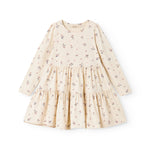 Long-sleeved layered dress for children with floral print