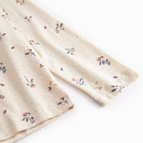 Langärmet T-shirt for children with flower print and picot-edged collar