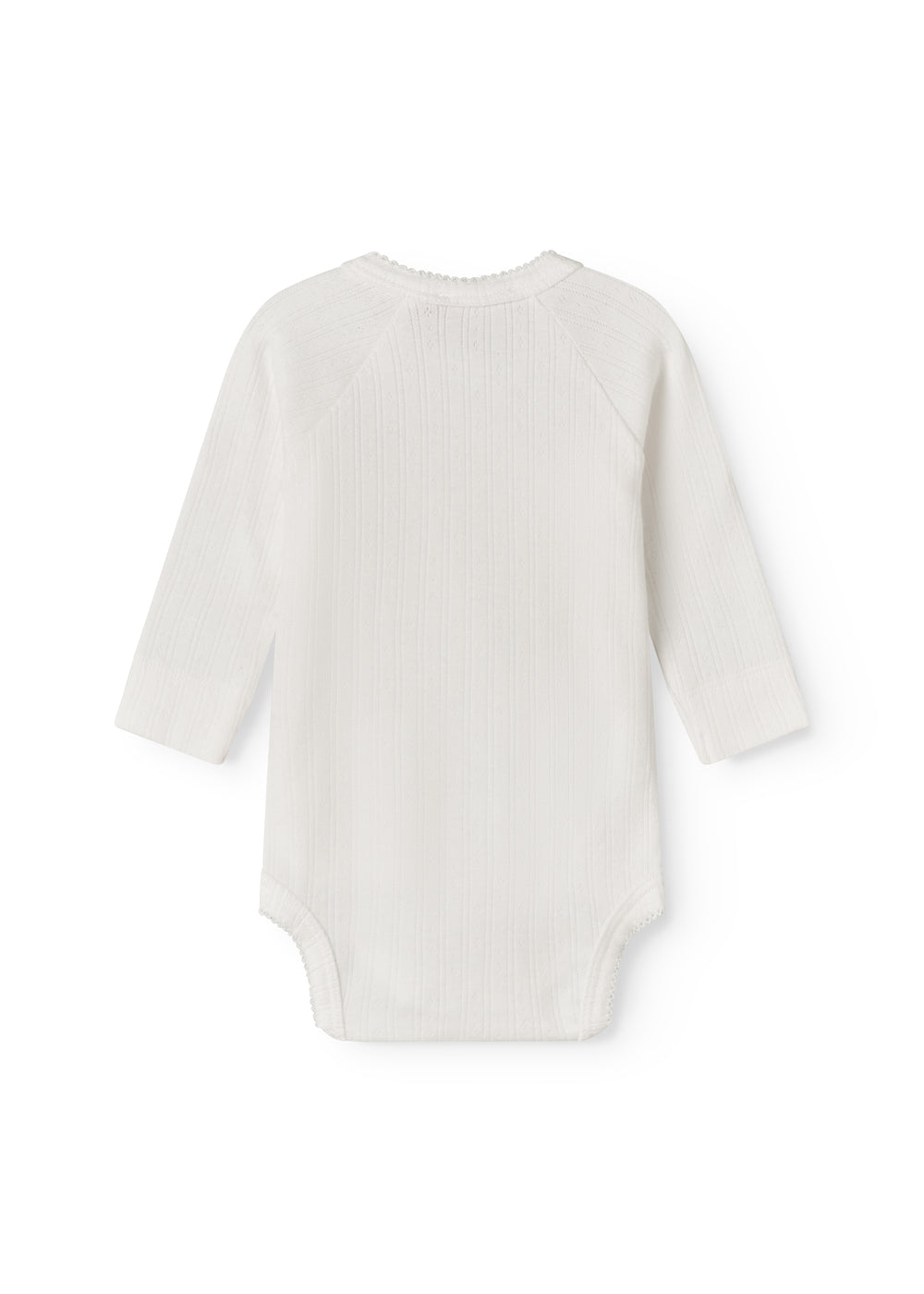 White pointelle bodystocking for newborns