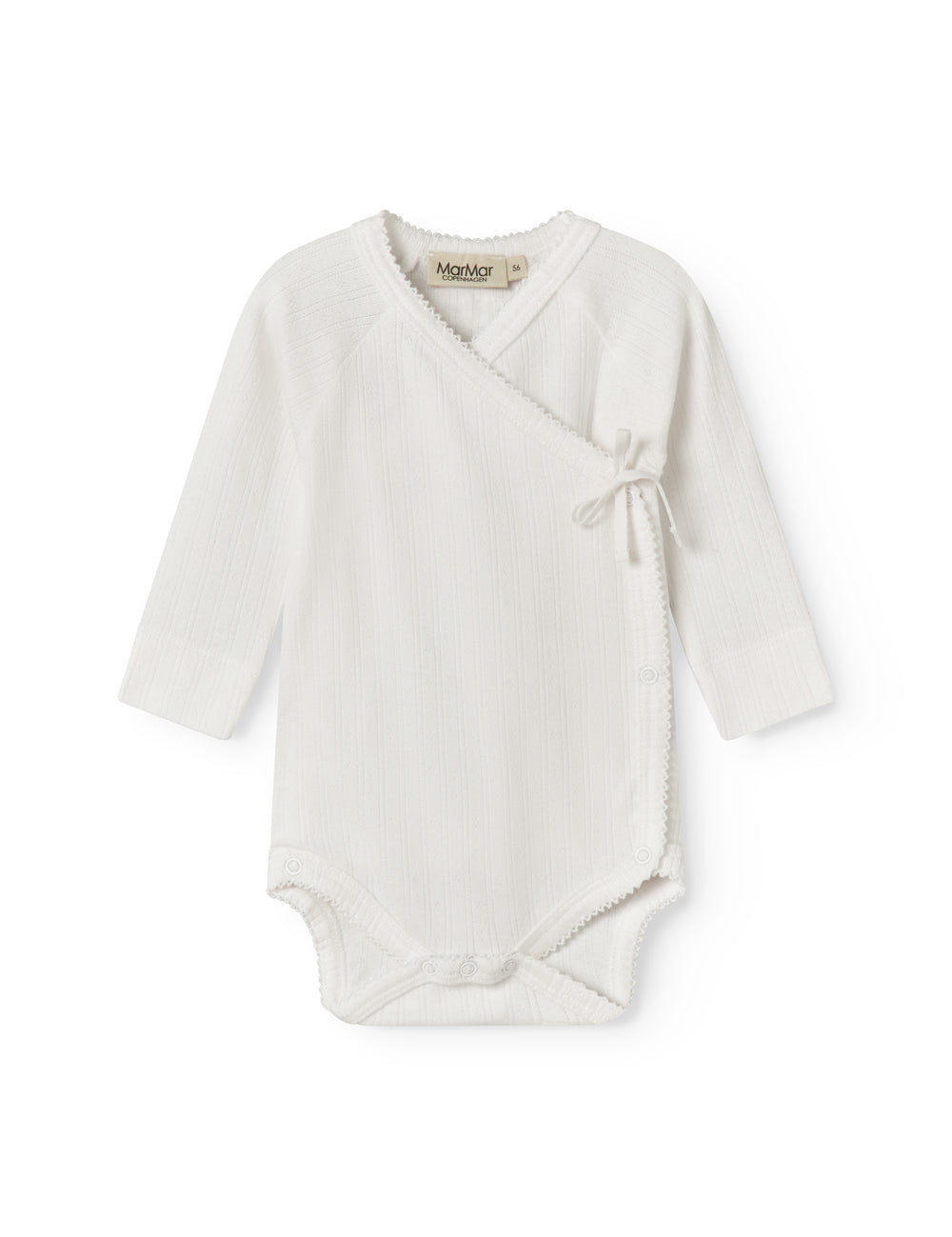 White pointelle bodystocking for newborns