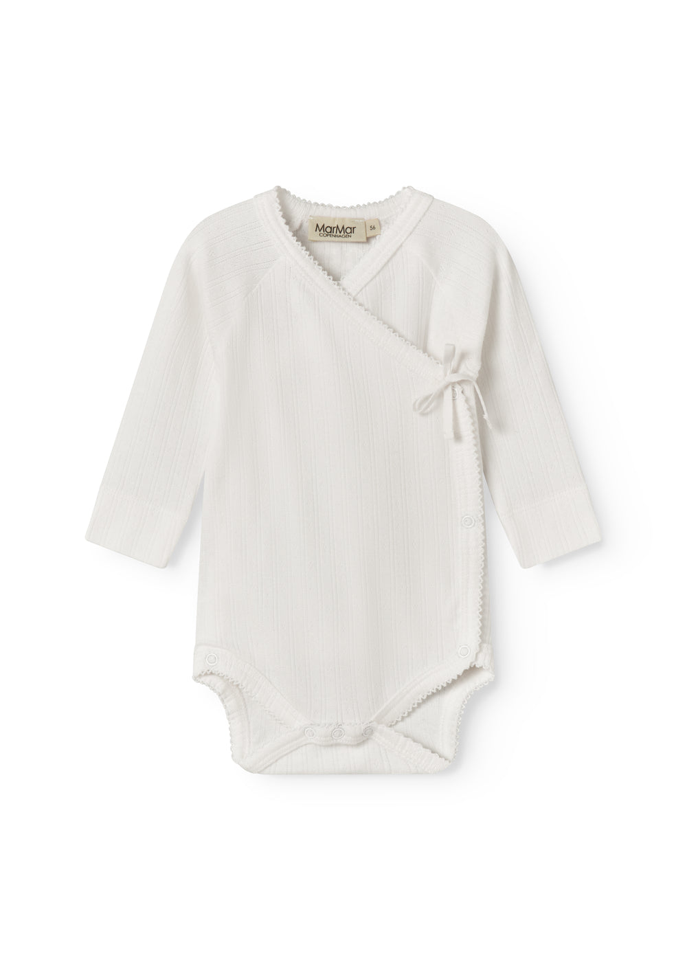 White pointelle bodystocking for newborns