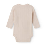 Langærmet lyserød pointelle bodystocking til nyfødte