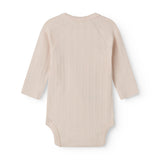 Langærmet lyserød pointelle bodystocking til nyfødte