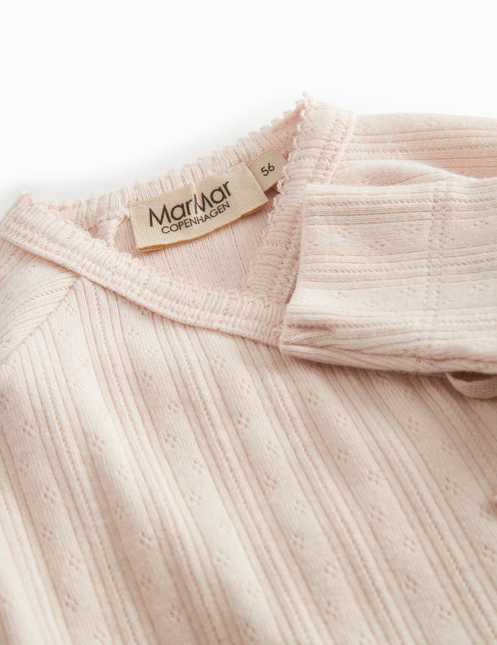 Langærmet lyserød pointelle bodystocking for newborns