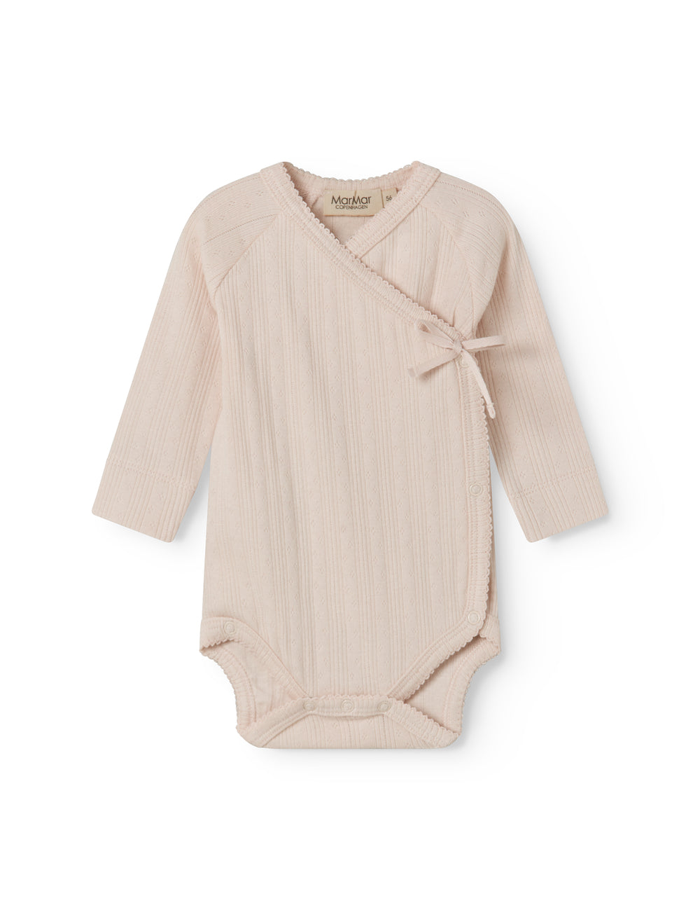 Langærmet lyserød pointelle bodystocking for newborns