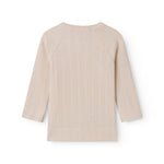 Langærmet lyserød pointelle bluse til nyfødte med slå-om-lukning