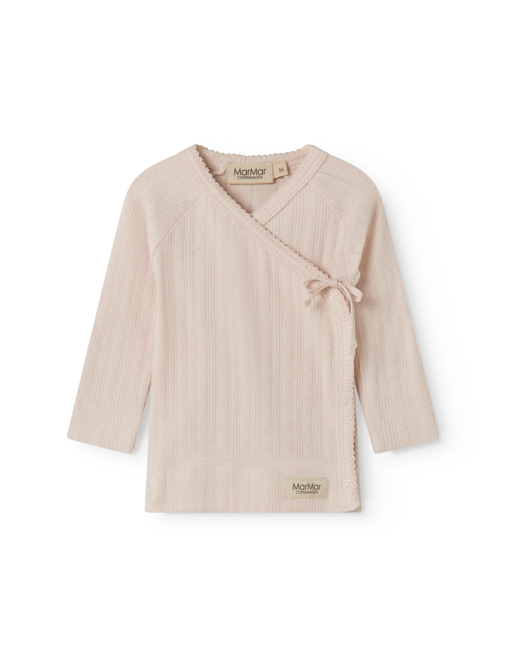 Langyarn red pointelle blouse for newborns with a wrap-around closure