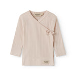 Langyarn red pointelle blouse for newborns with a wrap-around closure