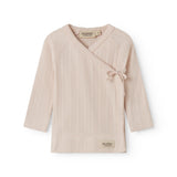 Langyarn red pointelle blouse for newborns with a wrap-around closure