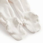 White pointelle dress with feet for newborns