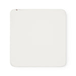 White cotton baby blanket with rounded corners and picot edges.
