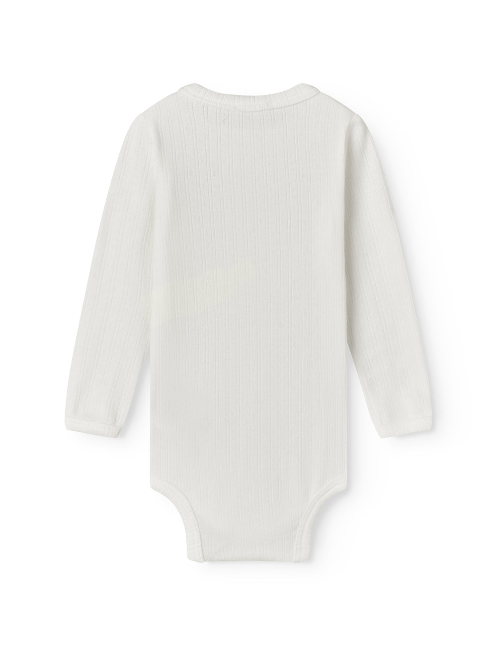 Langärmet hvid pointelle baby bodystocking