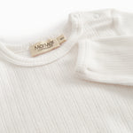 Langärmet hvid pointelle baby bodystocking