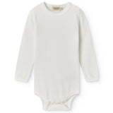 Langärmet hvid pointelle baby bodystocking