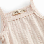 Red baby bodystocking without sleeves with garters