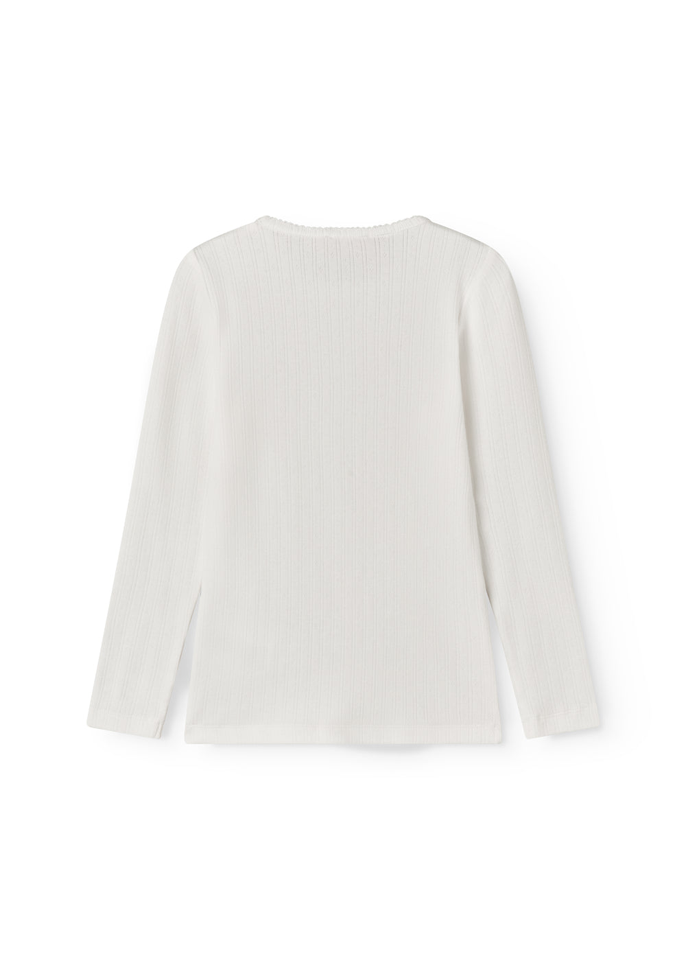White long-sleeved pointelle t-shirt for children