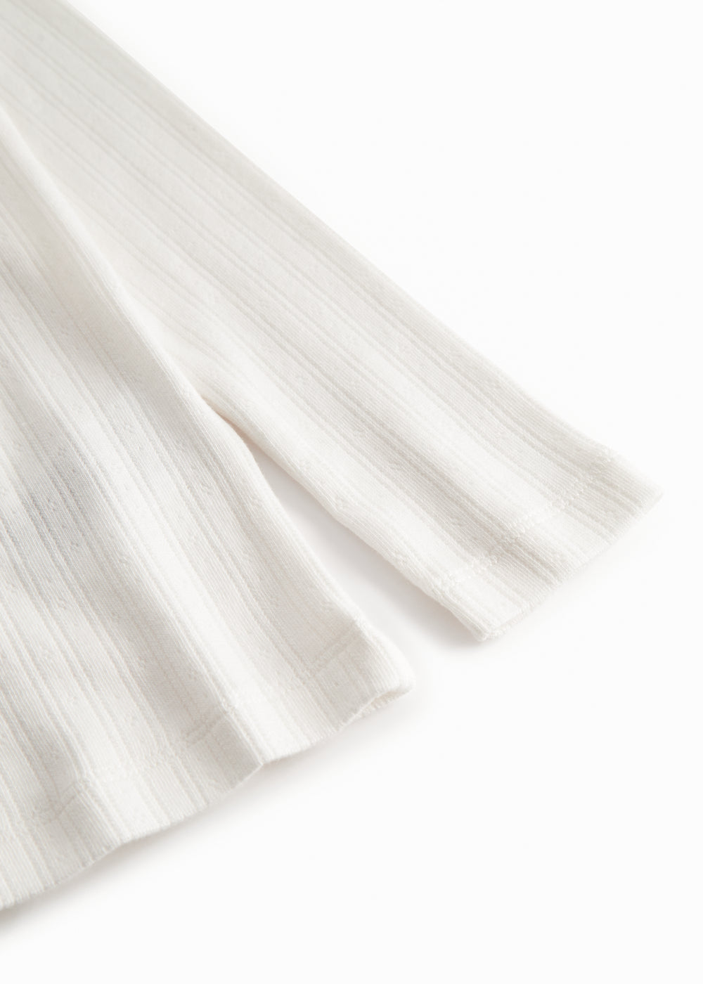 White long-sleeved pointelle t-shirt for children