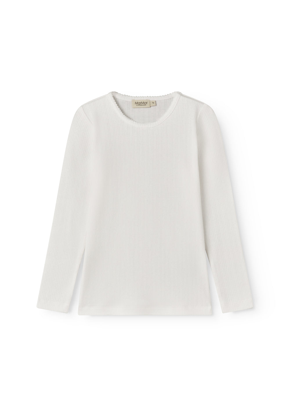 White long-sleeved pointelle t-shirt for children