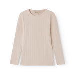 Red long-sleeved pointelle t-shirt for children